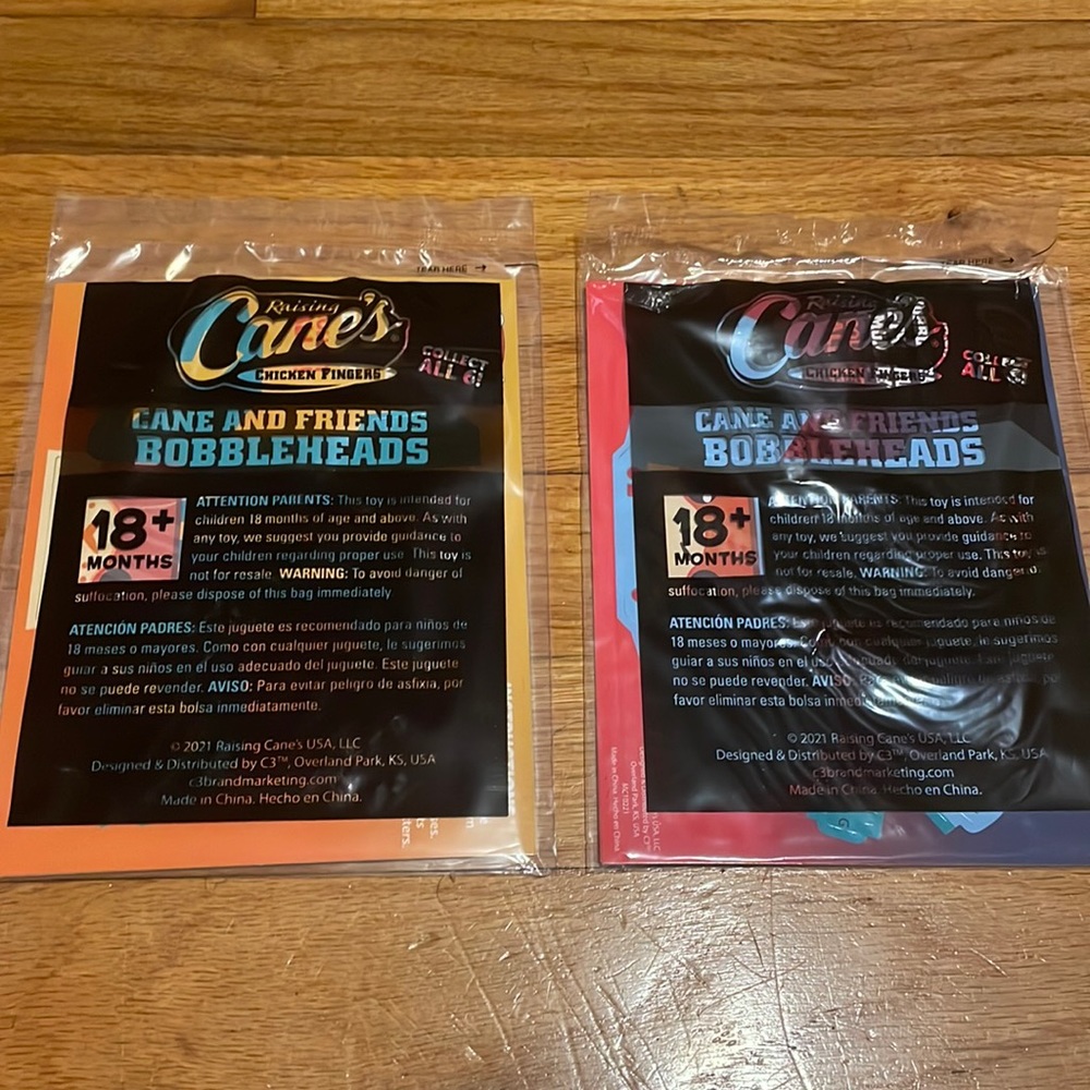 NWT Lot of 2 Cane And Friends Bobbleheads Raising Cane’s kids toy activity